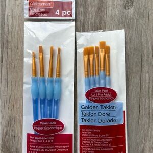 9 Golden Taklon Detail Brush Set By Craft Smart, Shader Brush Size: 2, 4, 6, 8